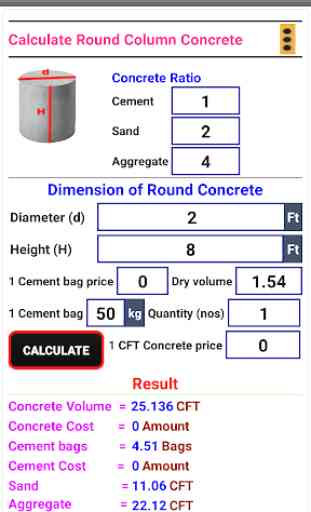 Concrete Calculator (Cement,Sand,Aggregate,Cost) 4