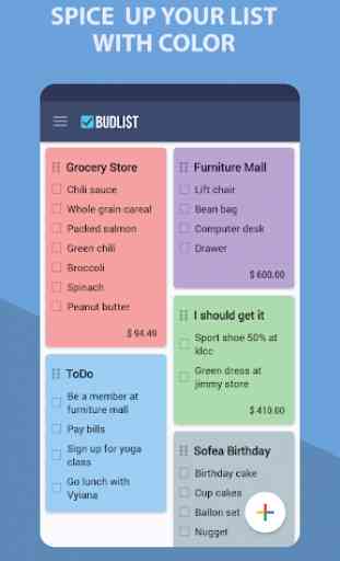 Grocery Shopping List - BudList 2