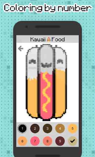 Kawaii Food pixel art - food colorare per numero 2