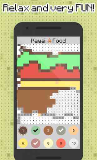 Kawaii Food pixel art - food colorare per numero 3