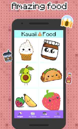Kawaii Food pixel art - food colorare per numero 4