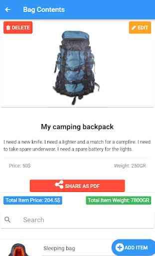 myBag - Backpack information 2