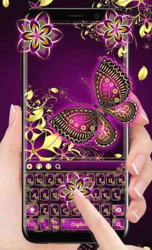 Purple Gold Butterfly Keyboard 1