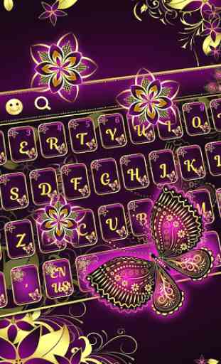 Purple Gold Butterfly Keyboard 2