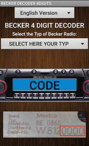 Becker 4Digit Radio Code 1