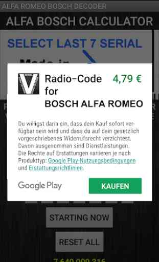 Bosch Alfa Romeo Radio Code Decoder 4