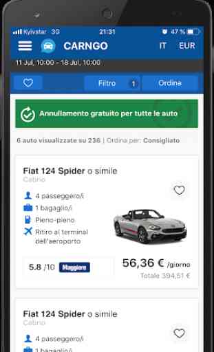 Noleggio Auto App Carngo.com Autonoleggio 2