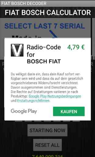 Radio Code FITS Bosch Fiat Decoder 4