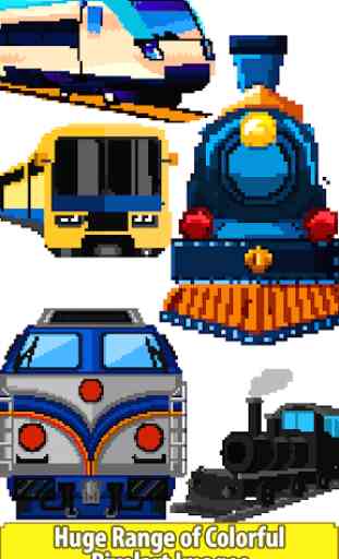 Trains Pixel Art: Color by Number,Sandbox Coloring 2