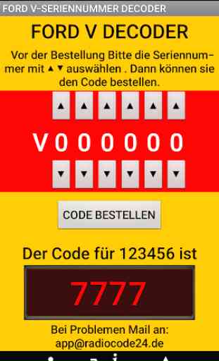 V****** Serienummer Radio Code Calculator (GERMAN) 3