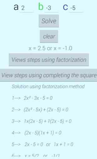 Solve Quadratic Equation with Steps 2