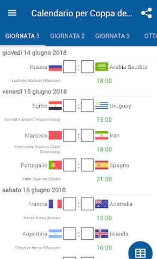 Calendario per Coppa del mondo 2018 Russia 1