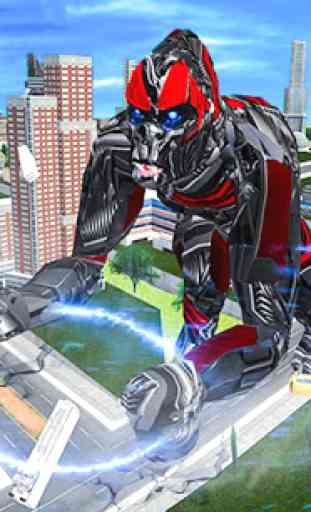 Futuristic Robot Transforming Gorilla Attack City 2