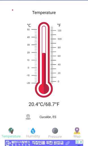 Termometro -Temperatura, umidità, barometro, mappa 1