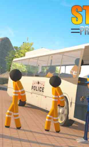 Trasporto Stickman Prigioniero Autobus Guida 1