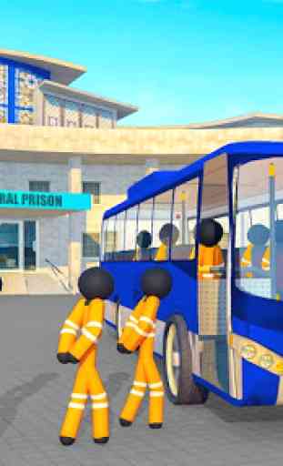 Trasporto Stickman Prigioniero Autobus Guida 4
