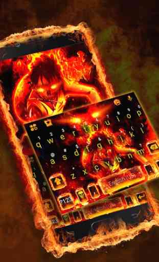 Flaming Fire Battle Tema Tastiera 1