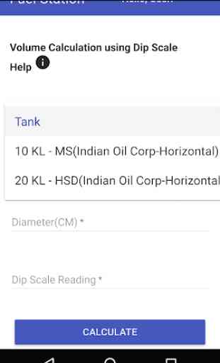 Fuel Tank volume calculation using dip scale 2