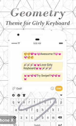 Girly Geometry Keyboard Theme for iPhone X 1