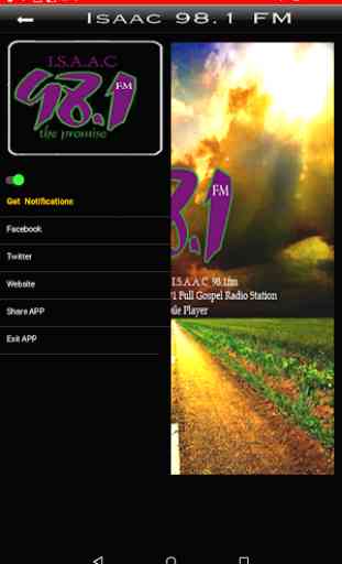 Isaac 98.1Fm mobile player 3