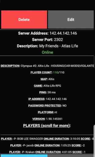 Server Info for ARMA 3 2