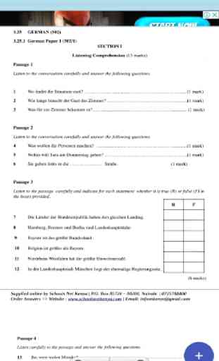 GERMAN KCSE PASTPAPERS & ANSWERS 3