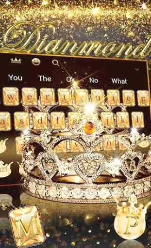 Tema della tastiera con corona di diamanti in oro 2