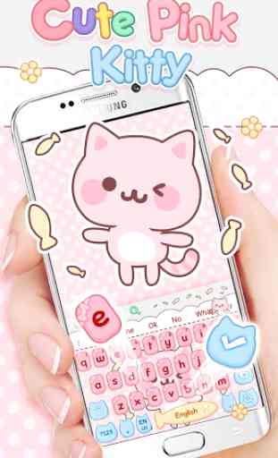 Cute Pink Kitty Keyboard 1