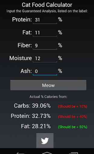 Cat Food Nutrition Calculator 1
