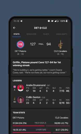 Fastbreak: Live NBA Score, Stats and Fantasy 3