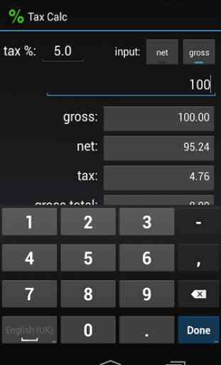 Percentage (Tax) Calculator 1