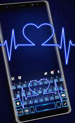Neon Blue Heartbeat Tema Tastiera 1