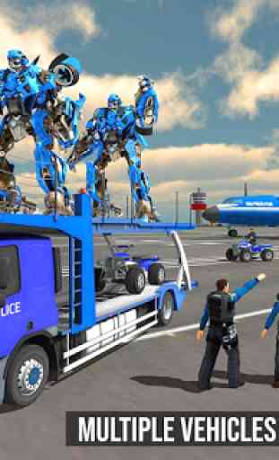 US Police Quad Bike ATV Robot Car Transporter Game 2