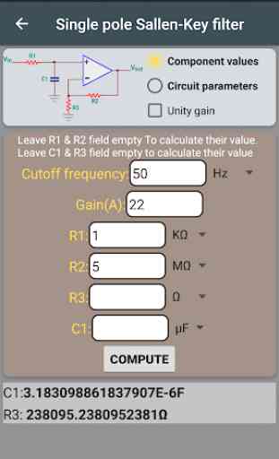 Filter calculator- RC, RL, RLC and active filter 2