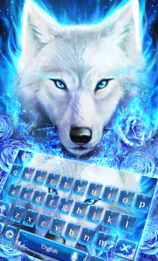 Tema della tastiera del lupo del fuoco blu 1