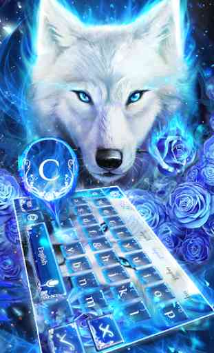 Tema della tastiera del lupo del fuoco blu 3