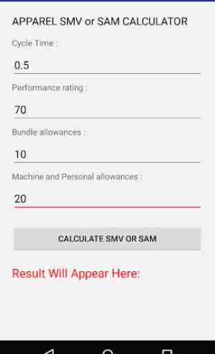 Apparel SMV or SAM Calculator 2