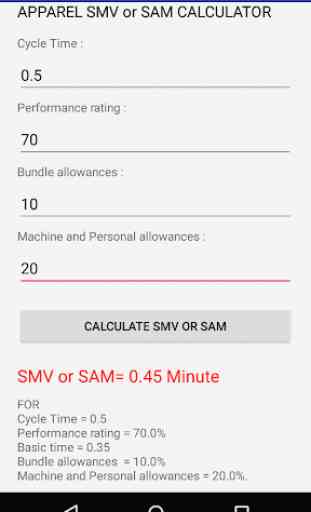 Apparel SMV or SAM Calculator 3