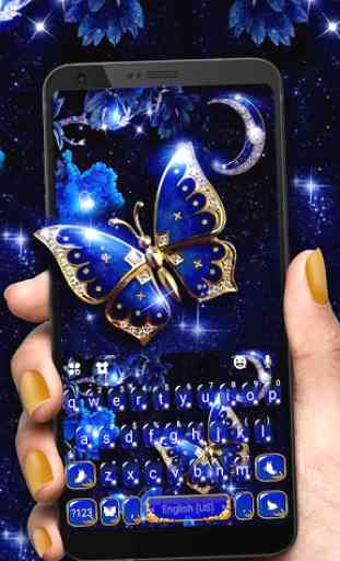 Blue Fancy Butterfly Tema Tastiera 2
