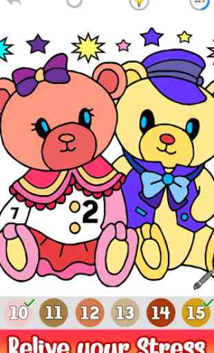 Cute Teddy Bear Color by Number- Love Glitter Book 3