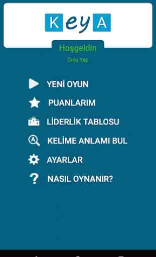 KeYa! Türkçe sözlük oyunu, sözcük bulmaca 1
