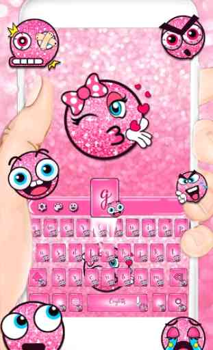 Pink glitter emoji keyboard 2