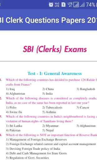 SBI Clerk Pre Year Questions Papers 1