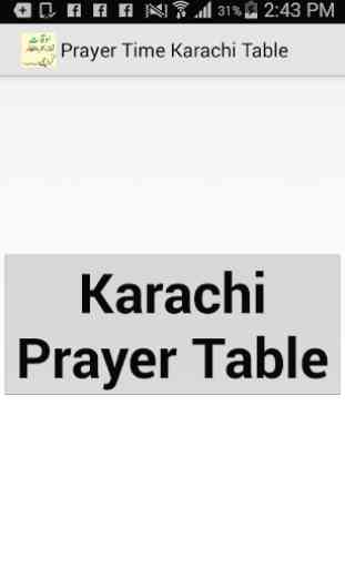Prayer Time Karachi Table 1