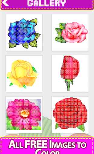 Flowers Cross Stitch : Adult Color By Number Book 1