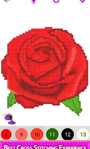 Flowers Cross Stitch : Adult Color By Number Book 2