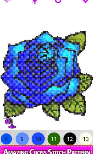 Flowers Cross Stitch : Adult Color By Number Book 3