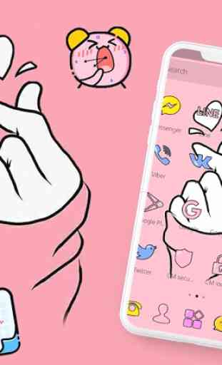 Pink Finger Heart Love Theme 4