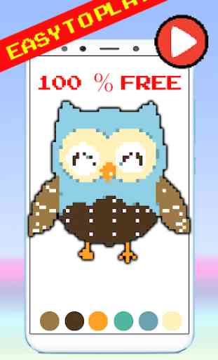 Owl Coloring By Number Pixel Art 2