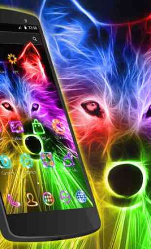 Tema 3D Wild Neon Wolf 3